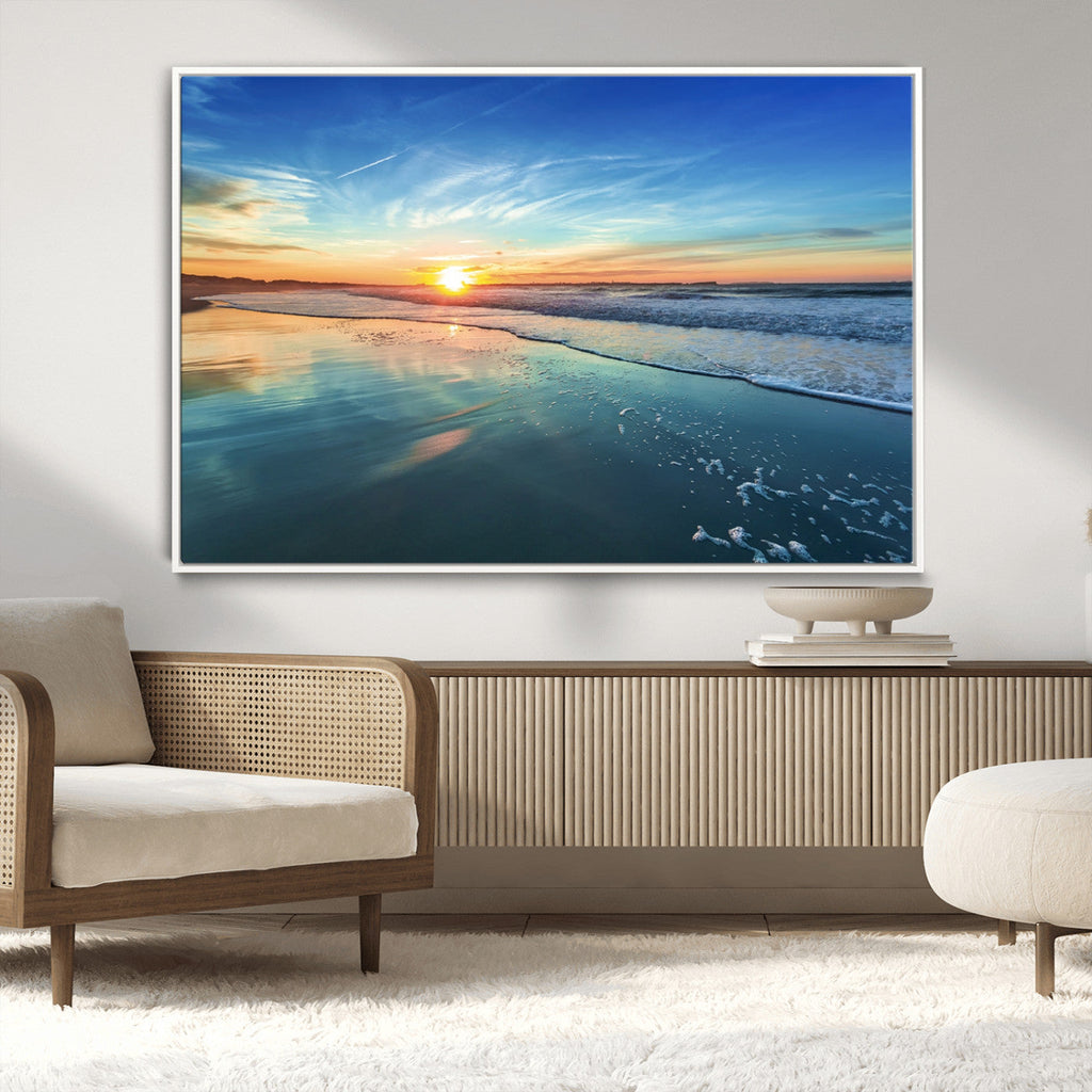 Blue Sky and Beach Wall Art Canvas Print