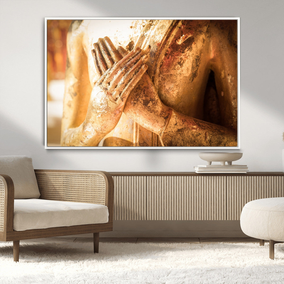 Buddha Statue Hands Wall Art Canvas Print