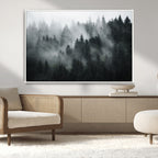 Foggy Forest Wall Art Canvas Print | 3 Panel Large Misty Landscape