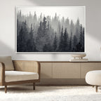 Misty Forest Canvas Wall Art | Monochrome Triptych Pine Tree Print