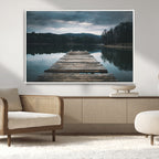 Wooden Bridge Near Lake Wall Art Canvas Print