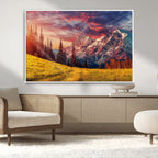 Mountain and Daylight Red Sunset Wall Art Canvas Print