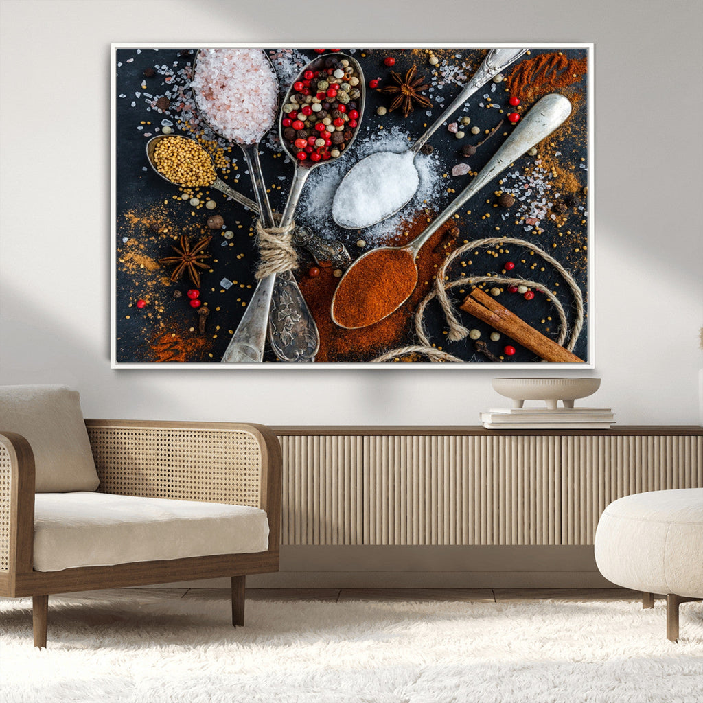 Spices and Seasonings Canvas Wall Art | Colorful Triptych Kitchen Decor