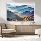 Misty Mountain Sunrise Triptych Canvas Print | Autumn Landscape Wall Art
