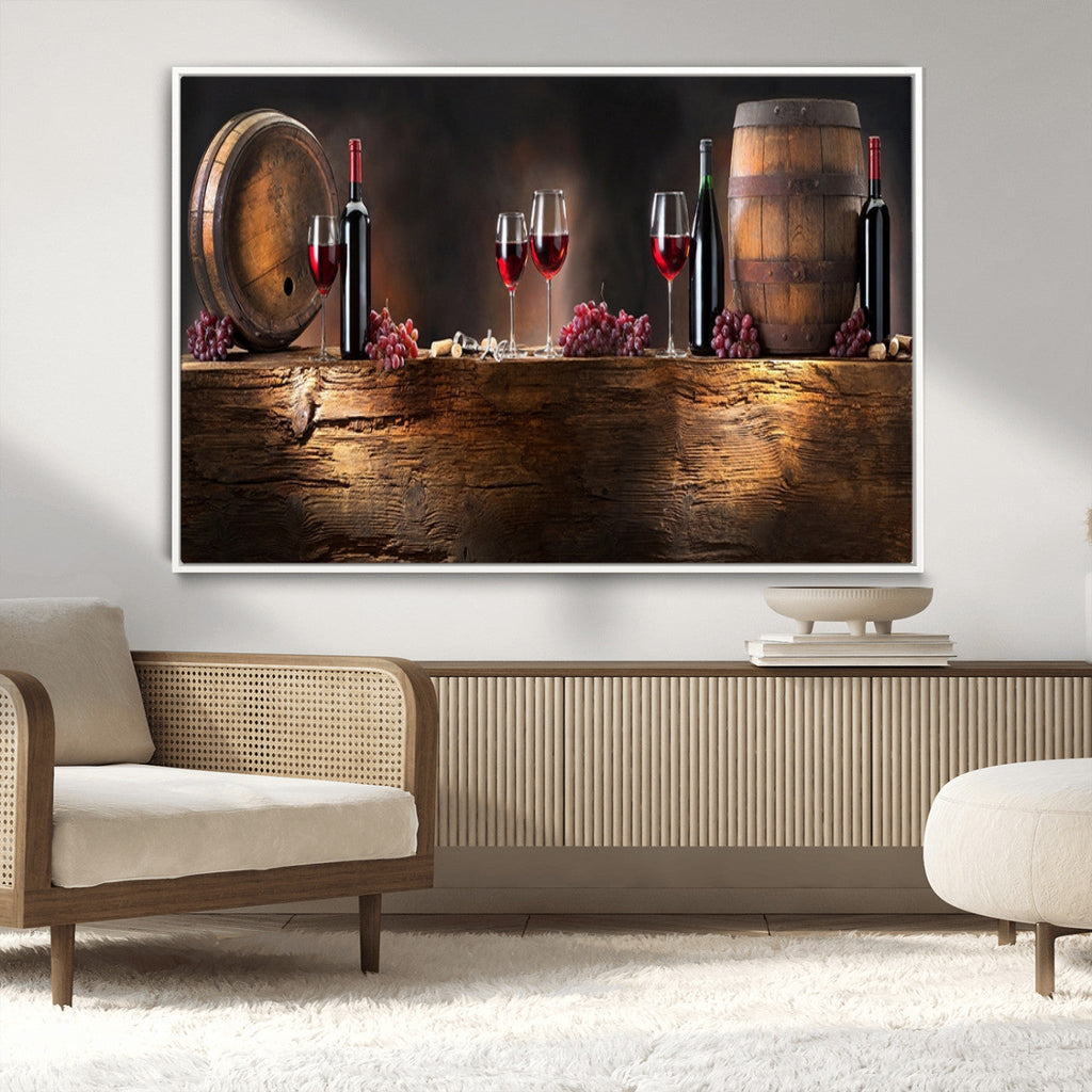 Wine and Barrels Wall Art Canvas Print