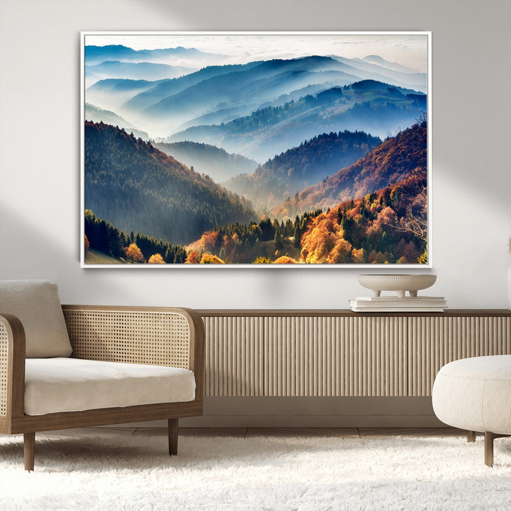 Mountains Forest Autumn Wall Art Canvas Print