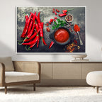 Red Chili Peppers Wall Art Kitchen Artwork Canvas Print
