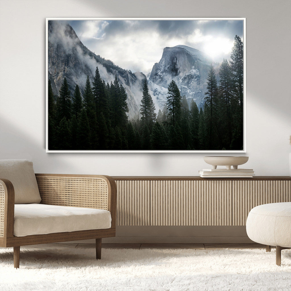 Wall Art Foggy Forest Landscape Canvas Print
