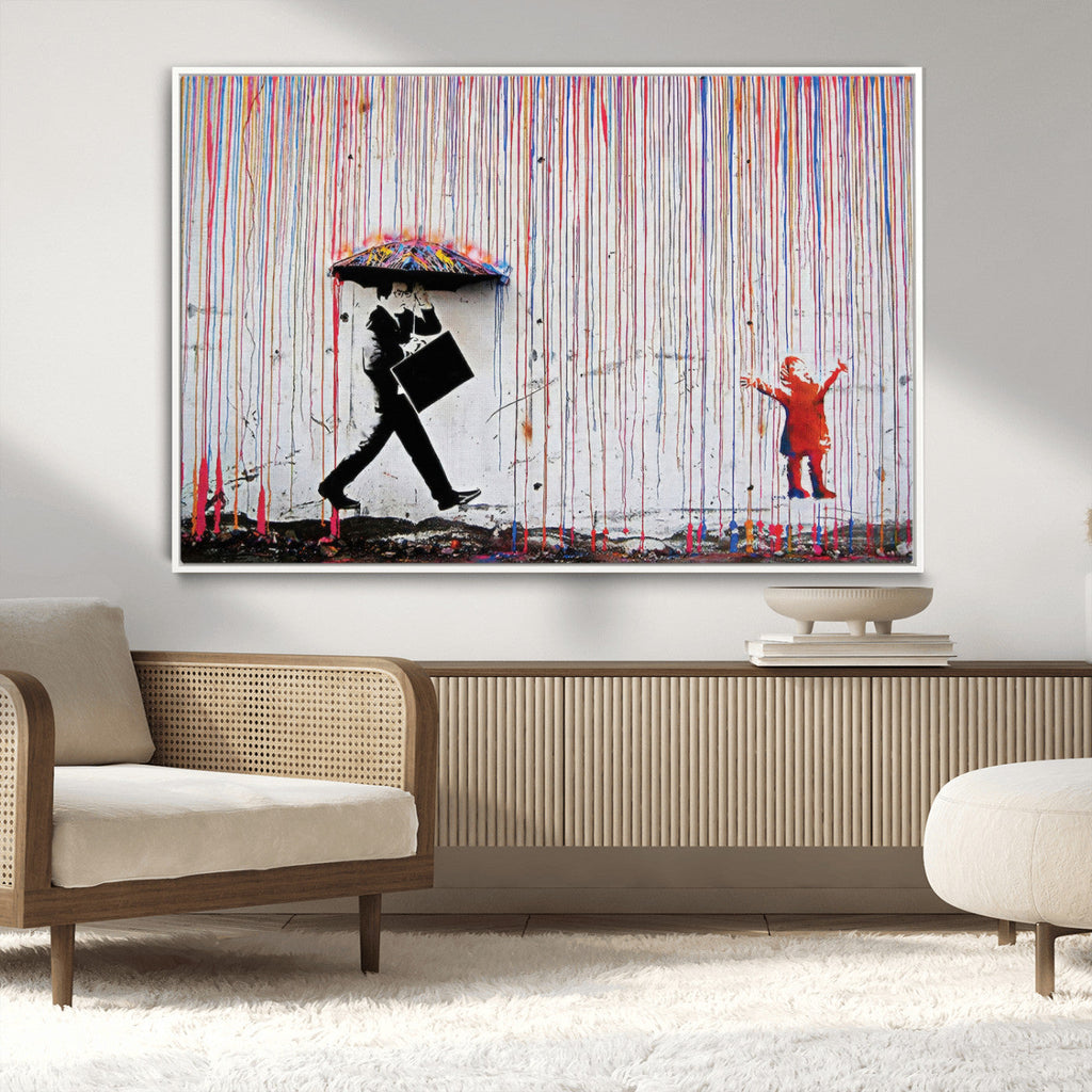 Banksy Wall Art Canvas Print | Framed Graffiti Street Art Picture