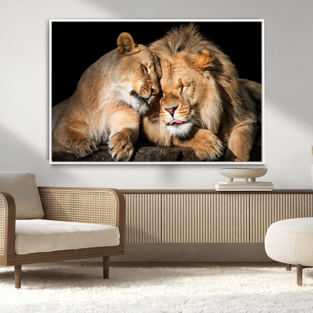 Lion and Lioness Wall Art Canvas Print | African Wildlife Animal Art