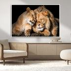 Lion and Lioness Wall Art Canvas Print | African Wildlife Animal Art