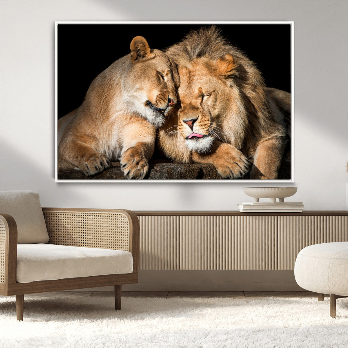 Lion and Lioness Wall Art Canvas Print | African Wildlife Animal Art