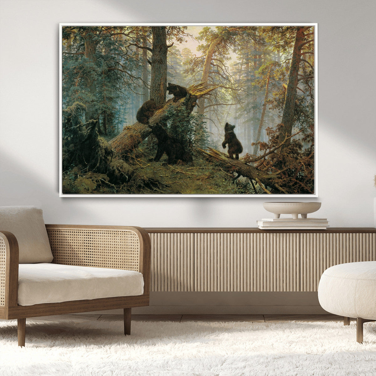Baby Bears in Forest Wall Art Canvas Print