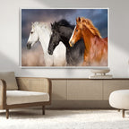 Animal Wall Art Three Horses Farmhouse Art Canvas Print