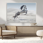 Prancing Horse Desert Large Wall Art Canvas Print, Majestic Horse Animal Artwork