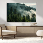 Misty Forest Wall Art Premium Canvas Print, Foggy and Serene Atmosphere