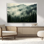 Captivating Misty Forest Wall Art Premium Canvas Print, A Foggy and Serene Atmosphere