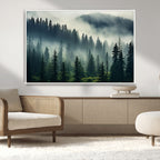 Captivating Misty Forest Wall Art, Foggy and Serene Atmosphere Canvas Print