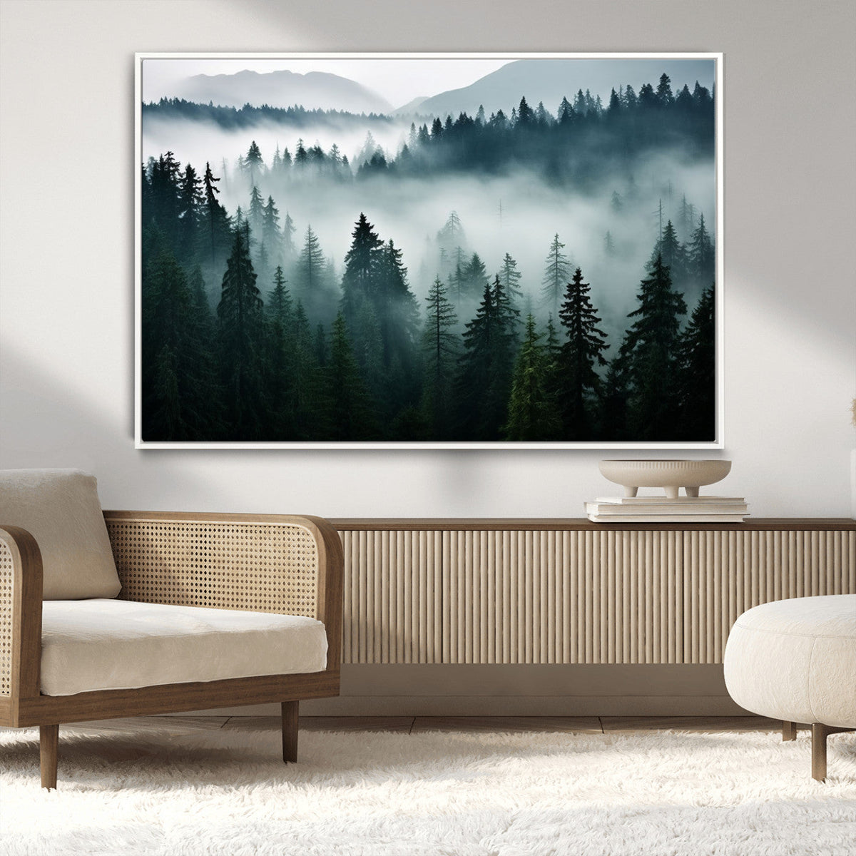 Captivating Misty Forest Wall Art Canvas, Premium Canvas Print of a Foggy and Serene Atmosphere