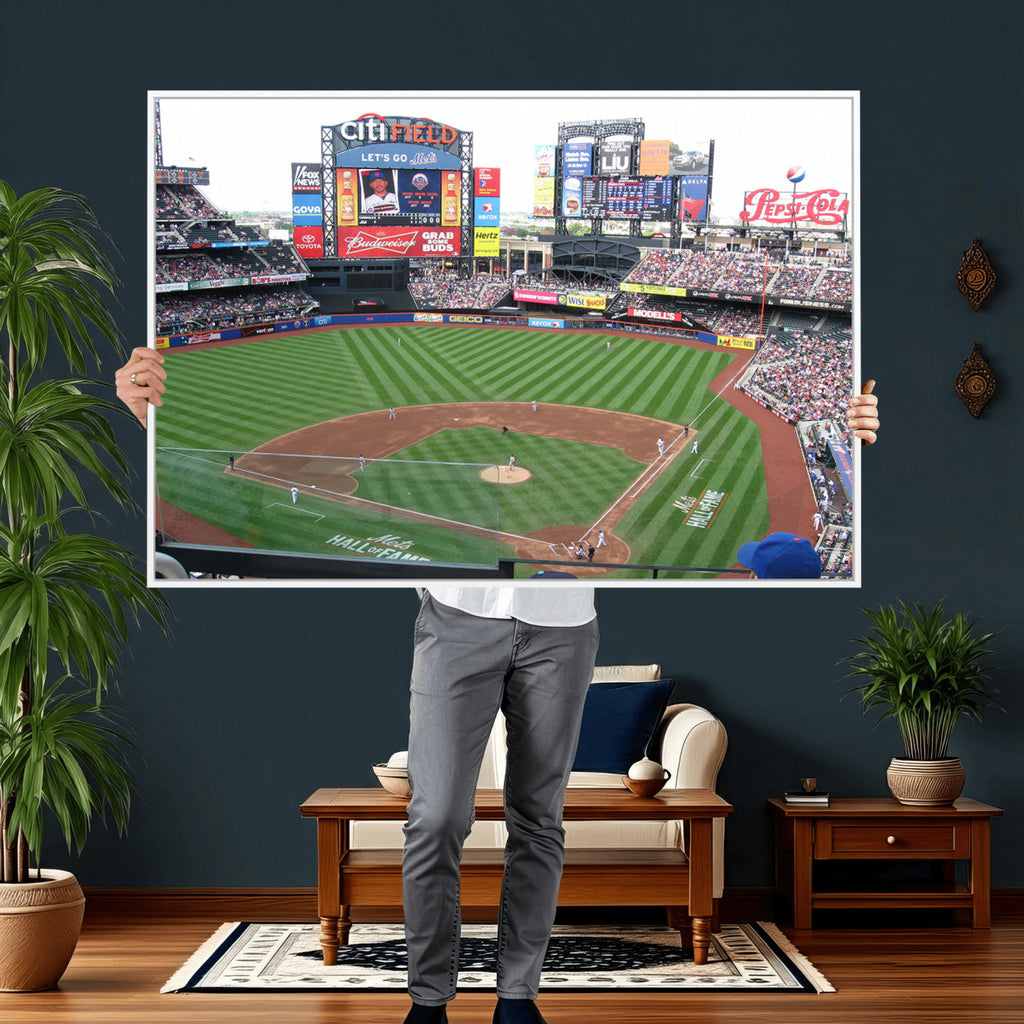 New York Mets Baseball Team Print, Citi Field Baseball Stadium Wall Art