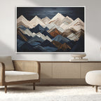 Rustic Mountain Landscape Wall Art Canvas Print, Framed 3D Wooden Effect Mountain Art