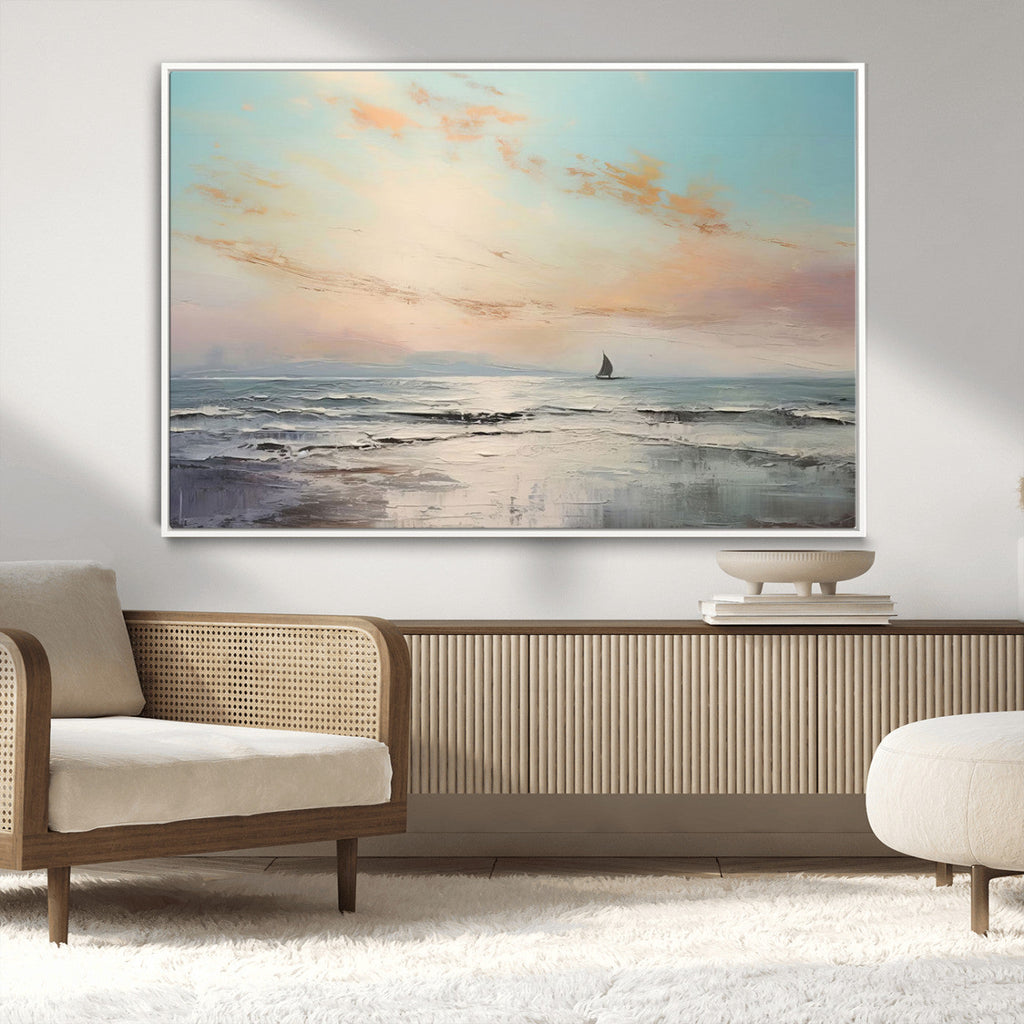 Abstract Ocean Wall Art, Boat Wall Art Canvas Print