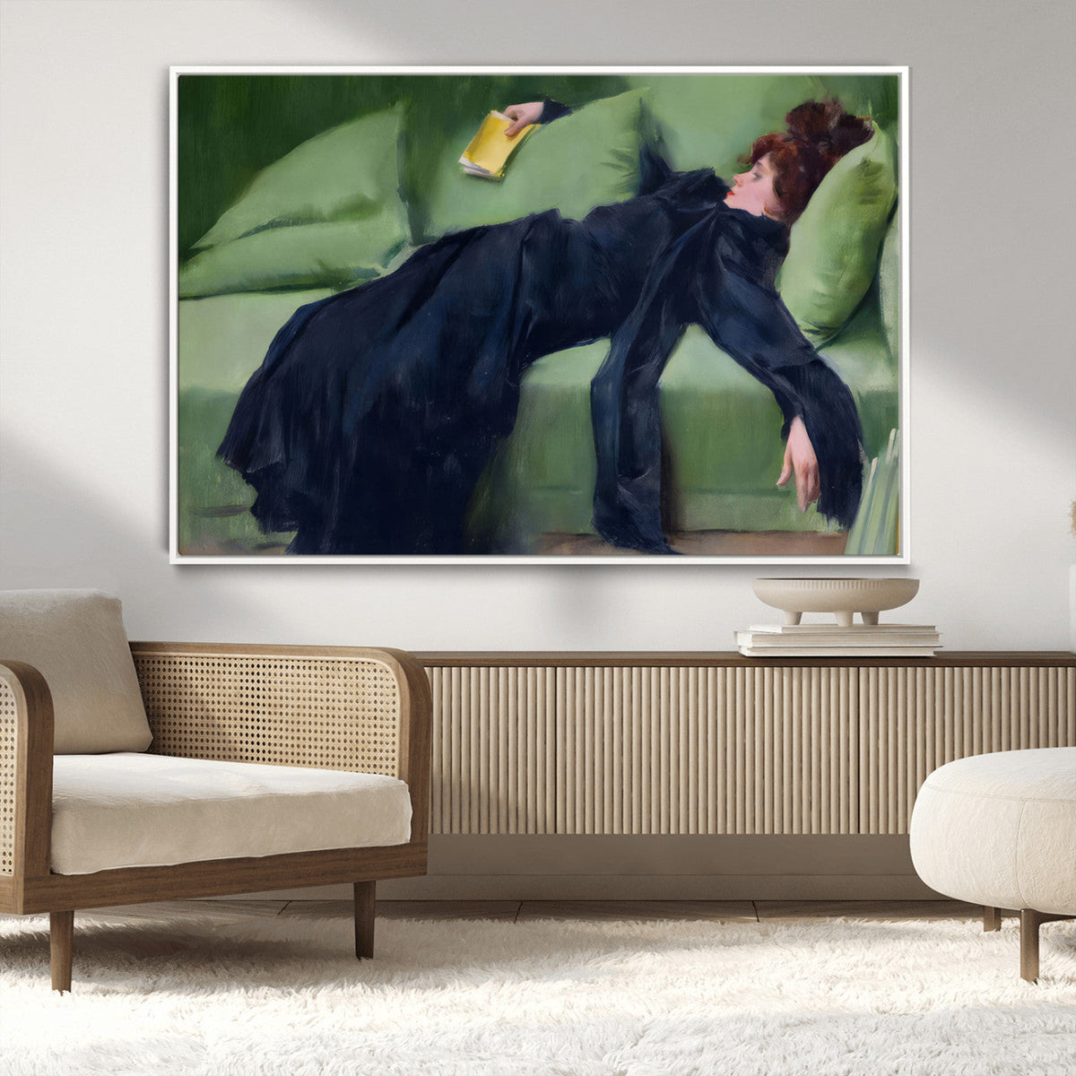 Decadent Girl by Ramon Casas Wall Art Canvas Print, Framed