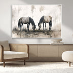 Chinese Ink Style Vintage Horses Wall Art Canvas Print