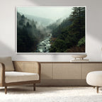 Misty Forest Wall Art, Tranquil Nature Landscape, Ready to Hang | Extra Large 3 Piece Canvas Wall Art
