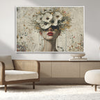 Abstract Floral Women Pastel Wall Art Canvas Print