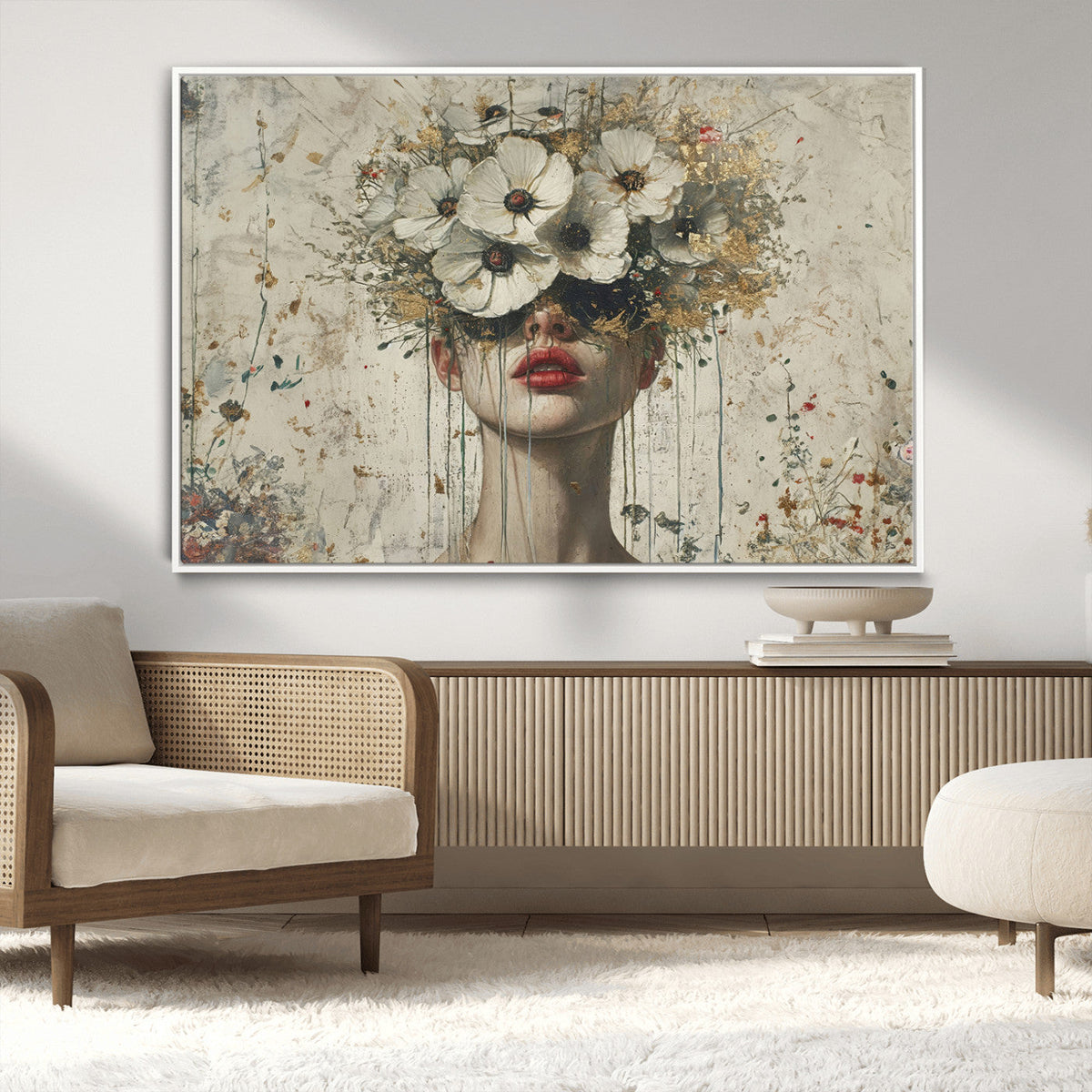 Abstract Floral Women Pastel Wall Art Canvas Print