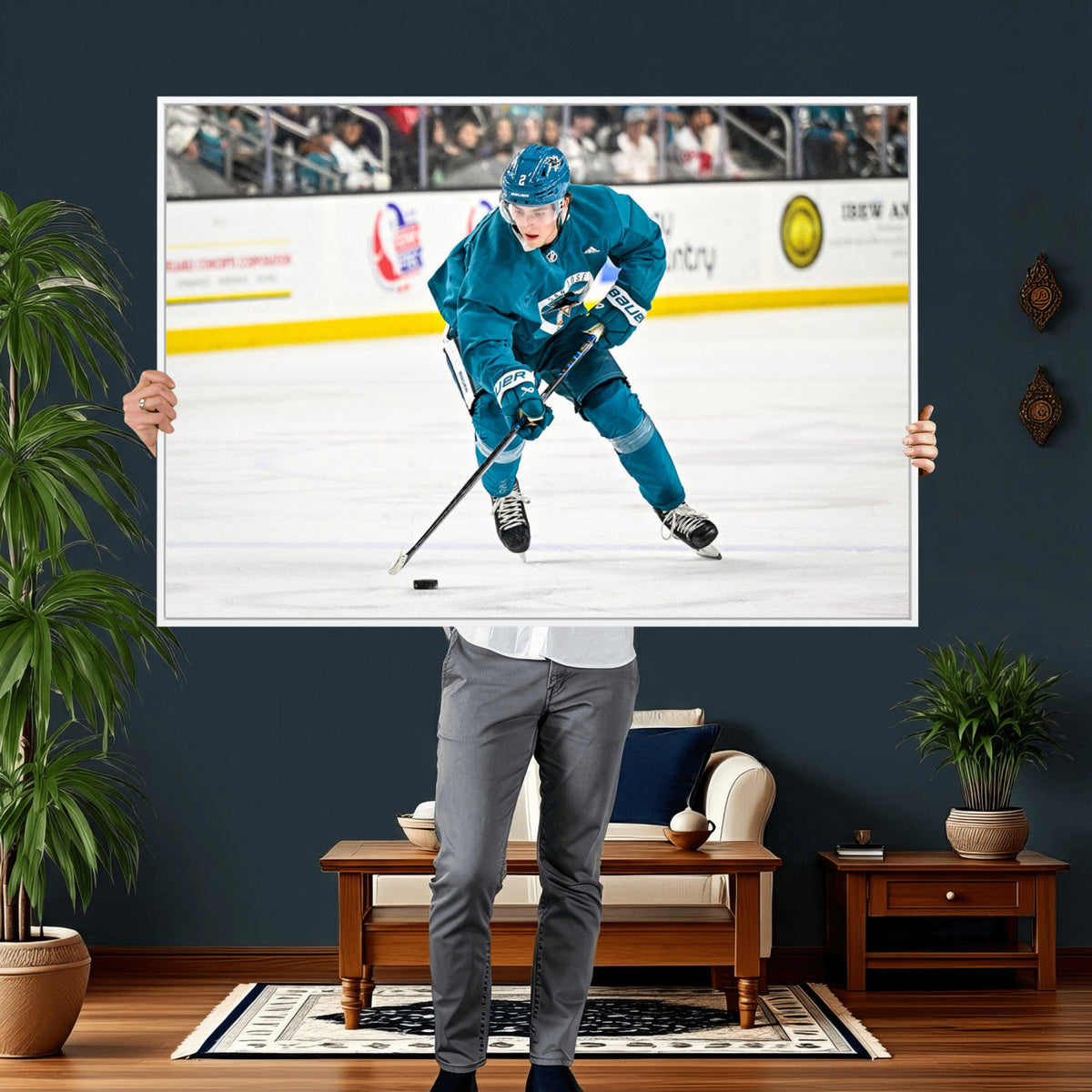 San Jose Sharks Ice Hockey Player Wall Art Canvas Print