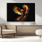 Fiery Phoenix Canvas Print | Ready to Hang Wall Art | Bold Fantasy Decor