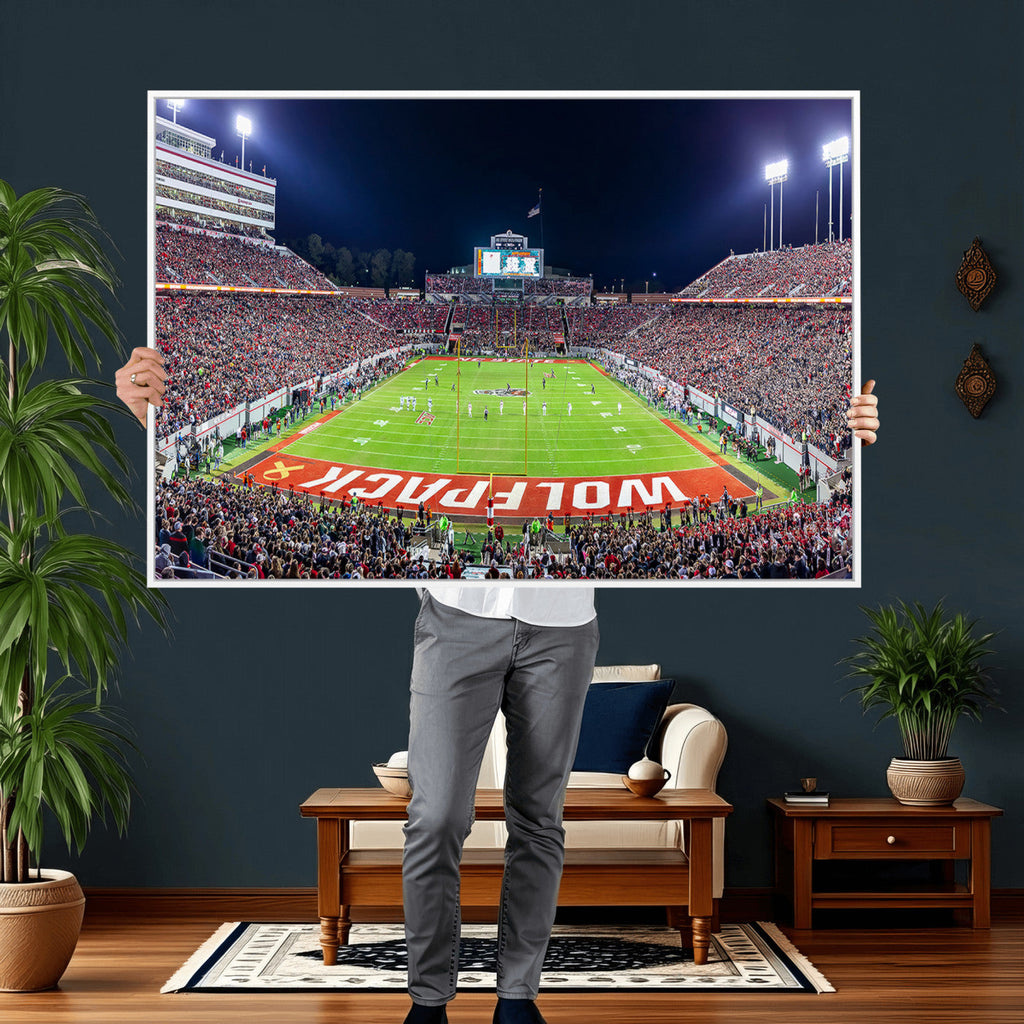 Wolfpack Football Team Print, Raleigh Carter-Finley Stadium