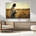 Jesus the Good Shepherd Wall Art Canvas Print, Inspirational Christian Religious Print for Prayer Room