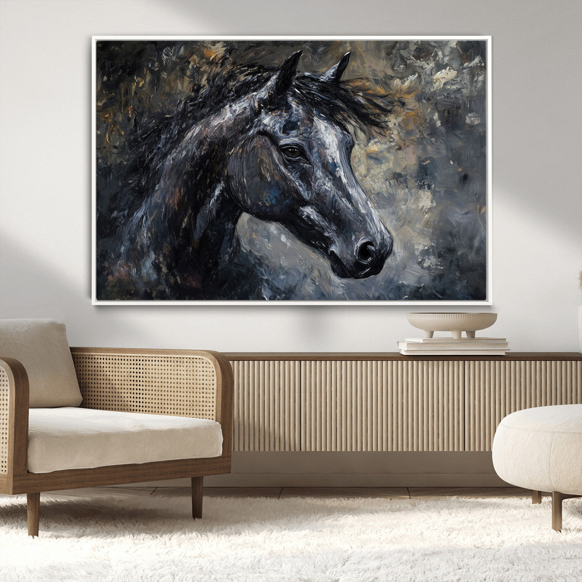 Large Abstract Horse Wall Art Canvas Print, Farmhouse Wall Art