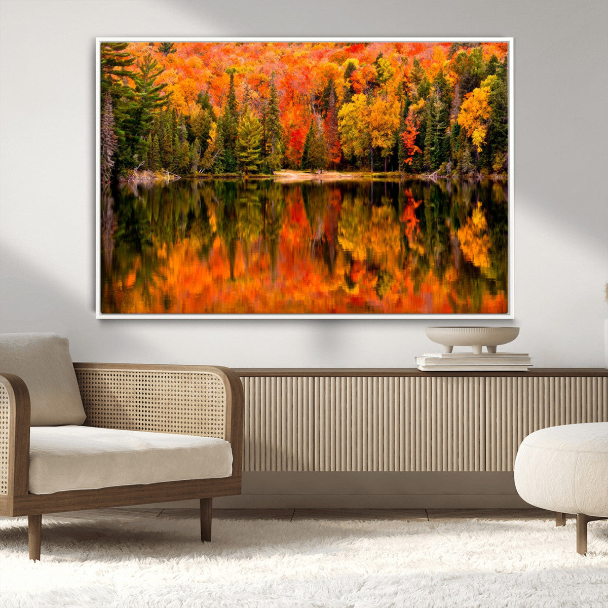 Forest Reflection Art | Autumn Forest Reflection Wall Art | Triptych Canvas Print