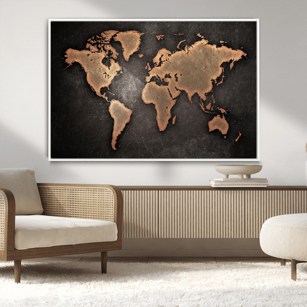 World Map Canvas Print | Framed Travel Map Wall Art for Couples