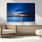 Blue Sunset Ocean Canvas Wall Art Print | Serene Coastal Horizon