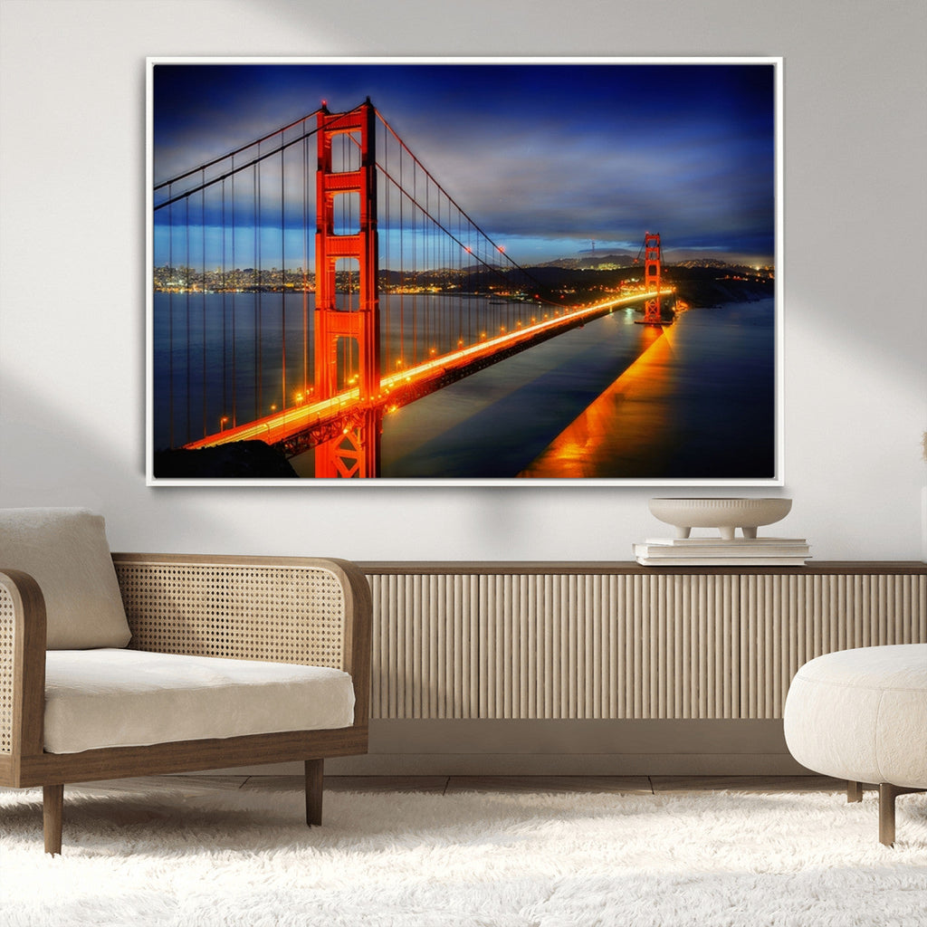 Large Wall Art San Francisco Canvas Print - Wonderful Golden Gate Bridge at Twilight