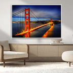 Large Wall Art San Francisco Canvas Print - Wonderful Golden Gate Bridge at Twilight