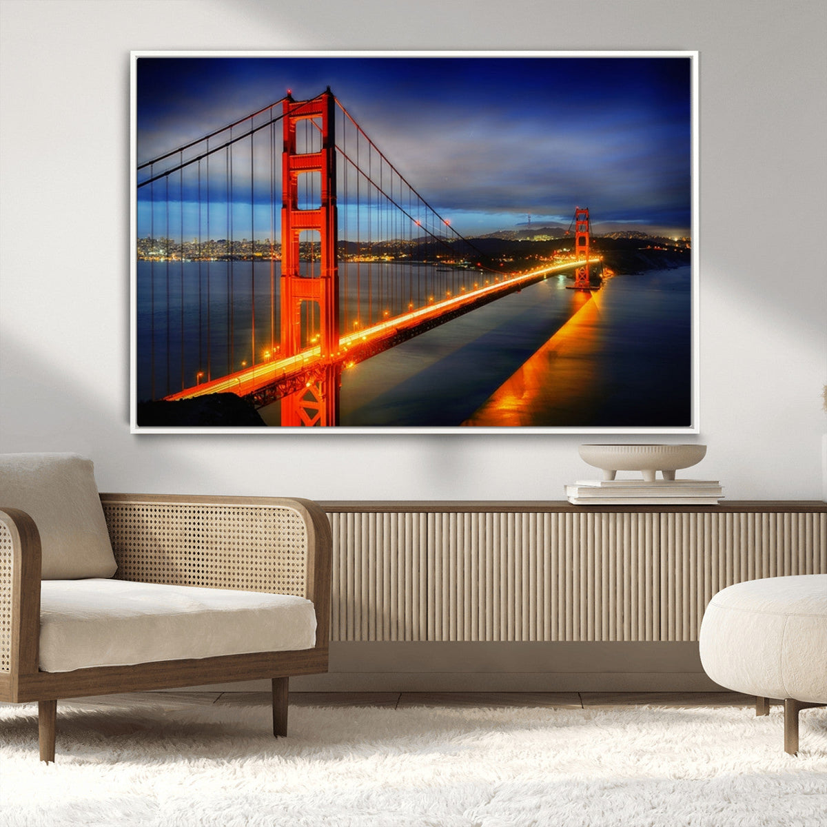 Large Wall Art San Francisco Canvas Print - Wonderful Golden Gate Bridge at Twilight