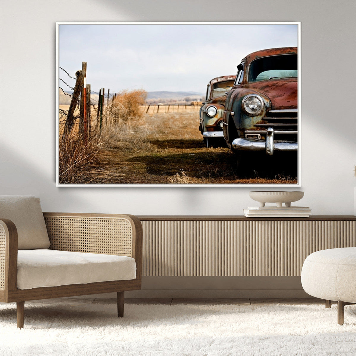 Old Rustic Classic Car Wall Art Canvas Print