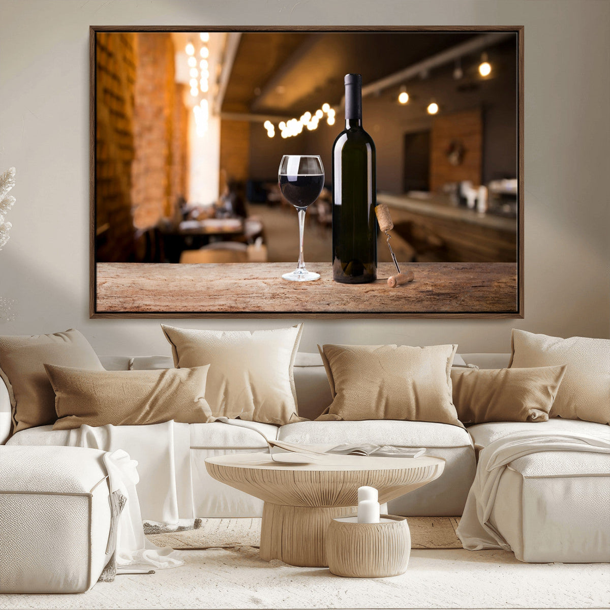 Wine and Bottle Wall Art Canvas Print