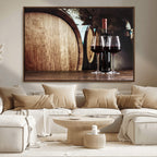 Wine and Barrel Wall Art Canvas Print