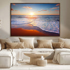 Tropical Ocean Sunset Wall Art Canvas Print, Golden Beach Horizon, Coastal Island Decor