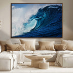 Ocean Wave at Sunset Canvas Art, Large Wall Print of Vibrant Water Waves