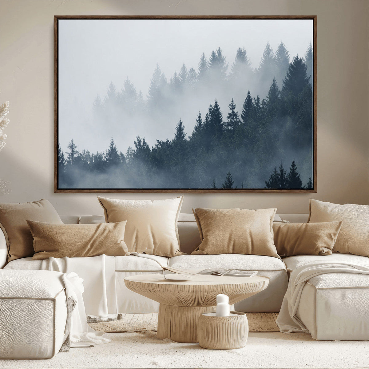 Foggy Pine Forest Wall Art Canvas Print