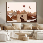 Boho Wall Art Canvas Print Set | Mid-Century Bohemian Wall Artwork, Boho Neutral