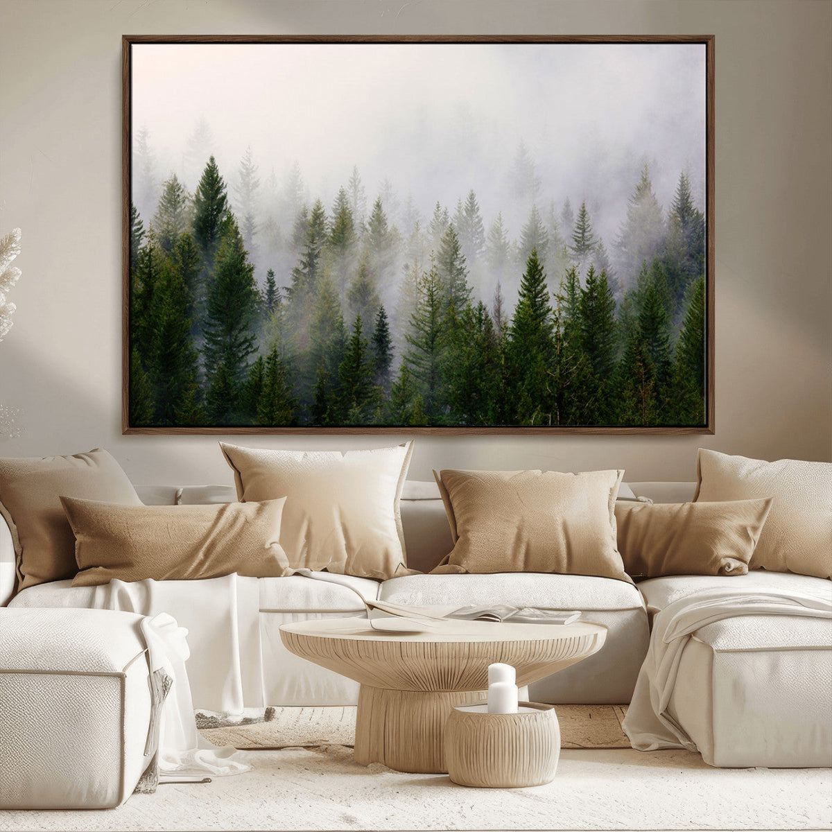 Forest Wall Art Canvas Print | Foggy Forest Wall Art | Pine Wood Forest Print